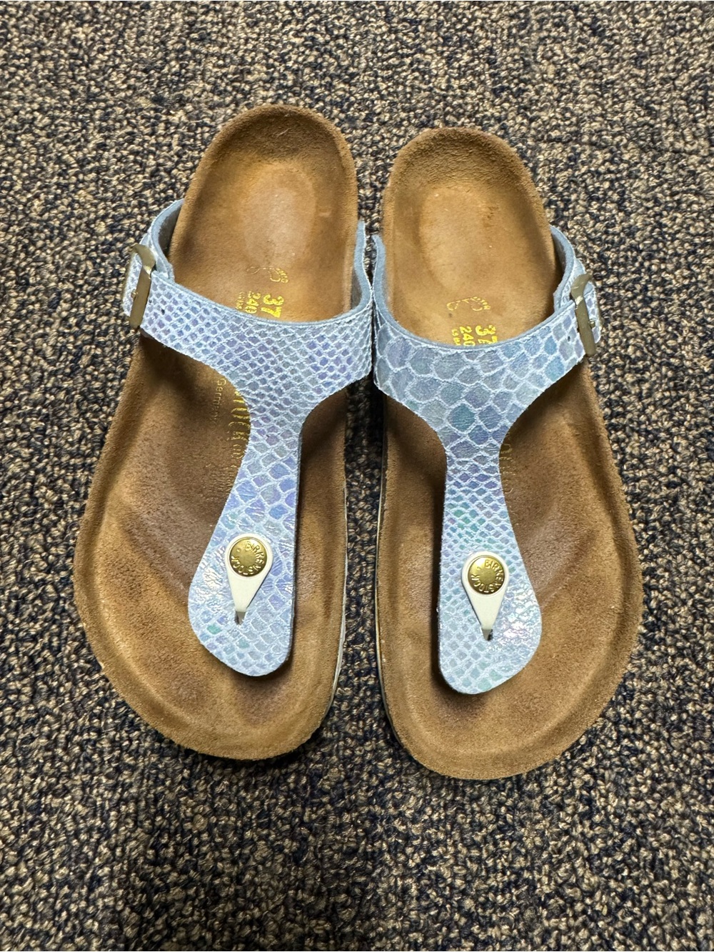 Birkenstock Gizeh Sandals in Shimmery Light Blue